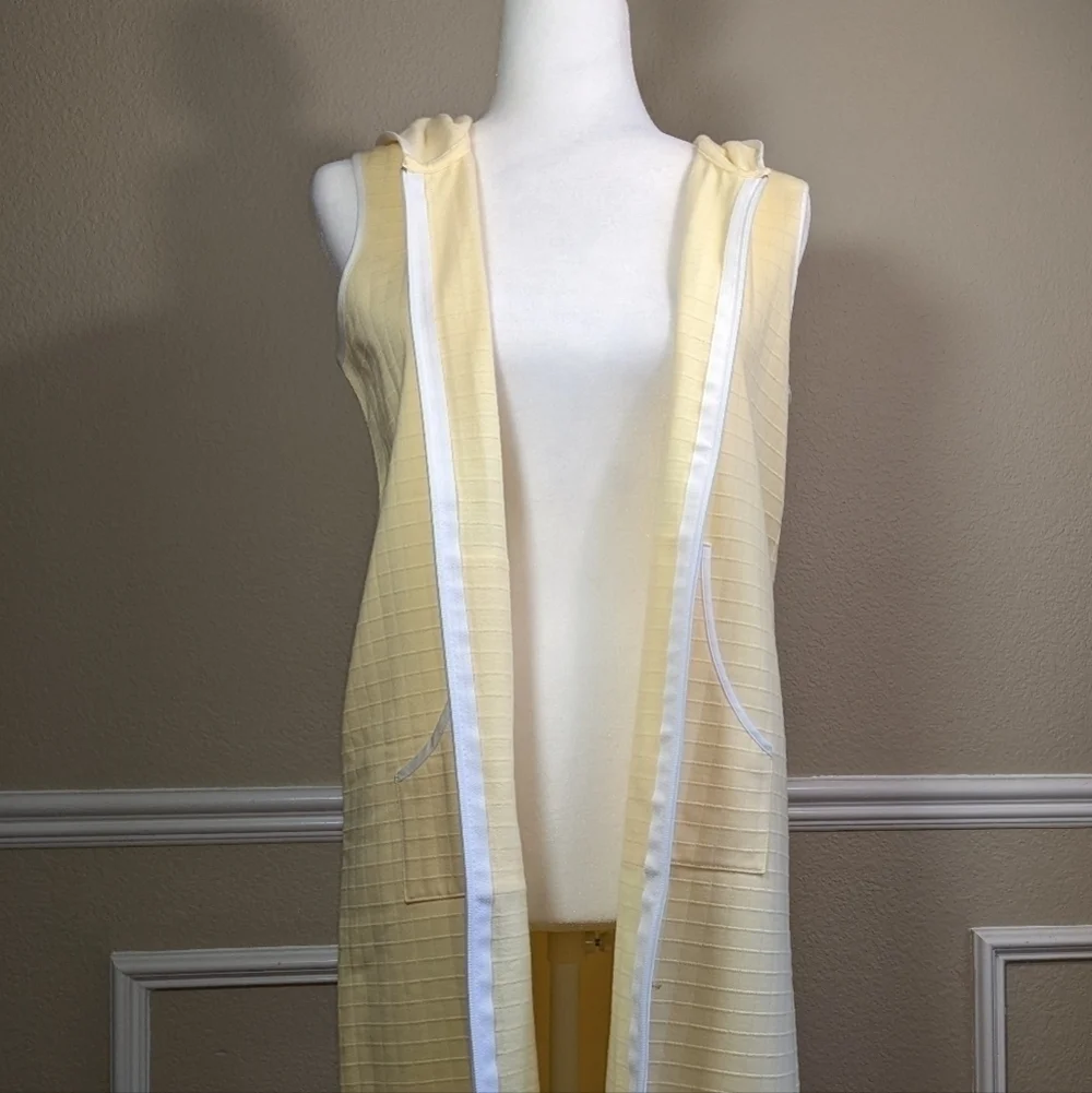 Yellow Cotton Sleeveless Zip Hoodie Robe Erika Taylor